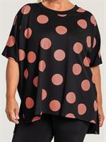 Gozzip Black -  Stella Oversize Bluse, Sort/Koral